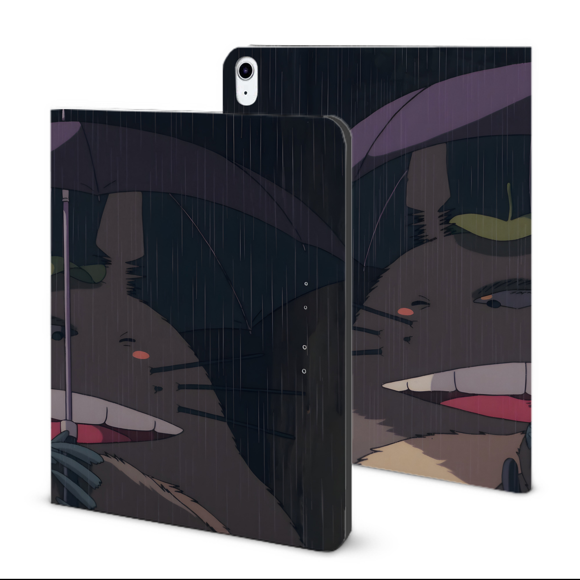 （画像用） となりのトトロ 草壁メイ 草壁サツキ My Neighbor Totoro Satsuki Kusakabe Mei Kusakabe IPad ケース ブック型 PUレザー TPU 耐衝撃 軽量 薄型 ペン収納なし 全面保護 IPad 各モデル対応